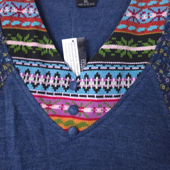 Moka Sport Beaded Sweater Dress Tunic made in India, Size XL, NWT - Picture 7 of 11